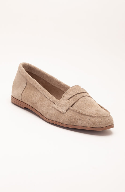 Dorothy - Beige Suede Leather Loafers