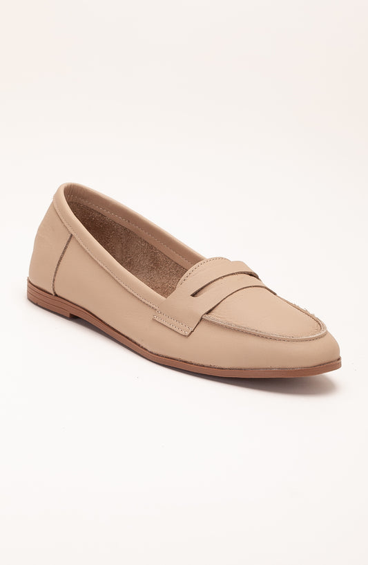 Dorothy - Beige Leather Loafers