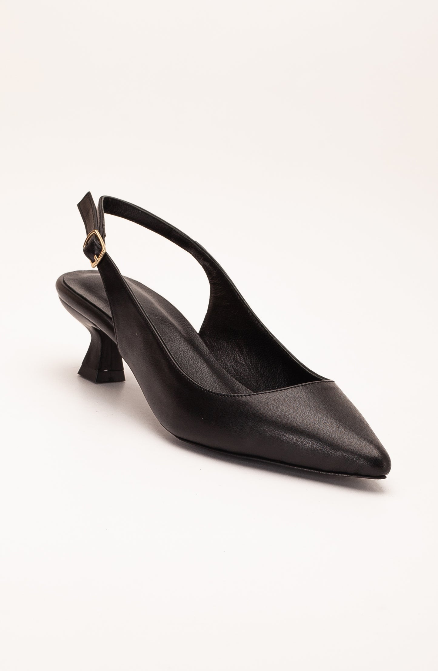 Lety - Black Leather Slingback Pumps (Women)