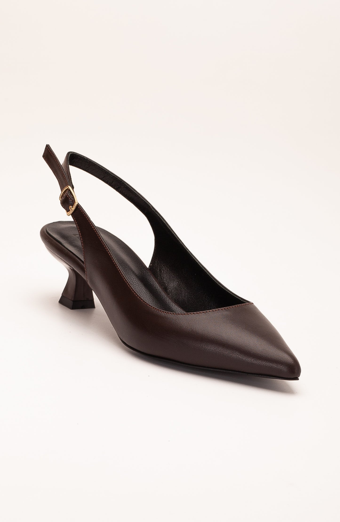 Lety - Brown Leather Slingback Pumps (Women)