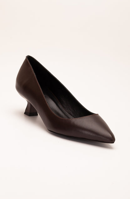 Helly - Brown Leather Stiletto Pumps (Women)