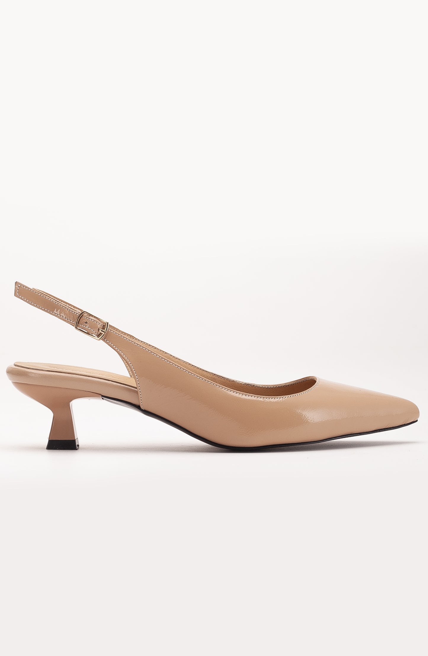 Lety - Beige Patent Leather Slingback Pumps (Women)