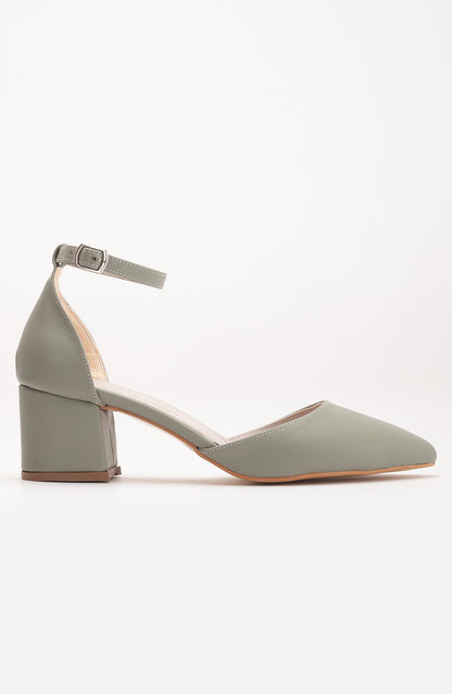 Miranda - Sage Green Pumps with Pearls