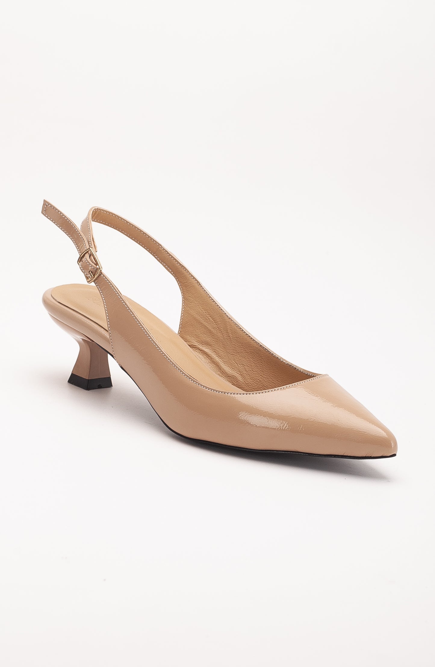 Lety - Beige Patent Leather Slingback Pumps (Women)