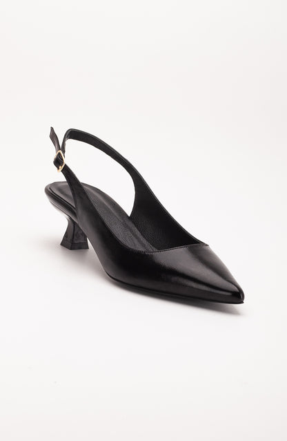 Lety - Black Patent Leather Slingback Pumps (Women)