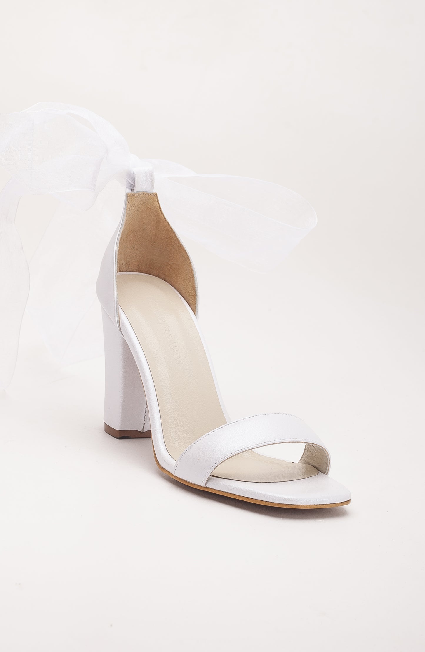 Taylor - Ivory Leather Wedding Sandals with Ribbon