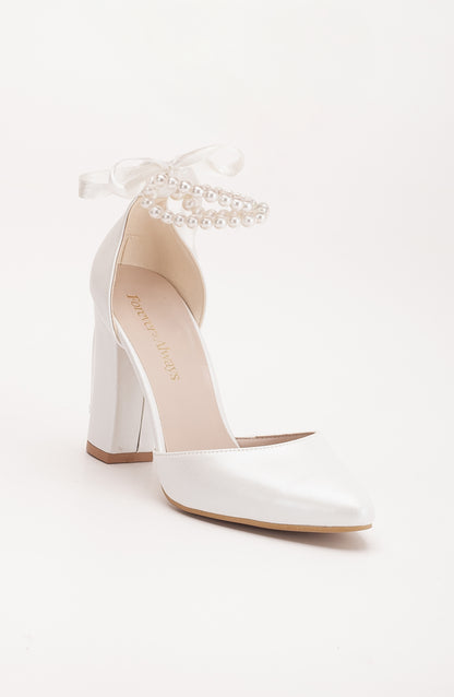 Denise - Ivory Wedding Heels with Pearls