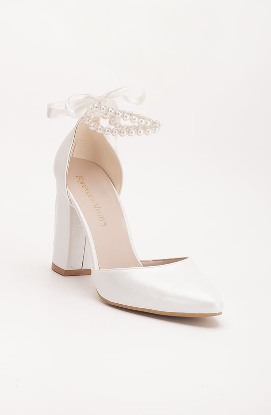Denise - Ivory Wedding Heels with Pearls