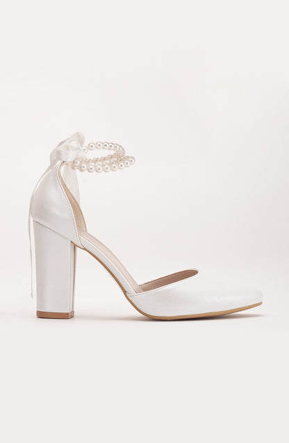 Denise - Ivory Wedding Heels with Pearls
