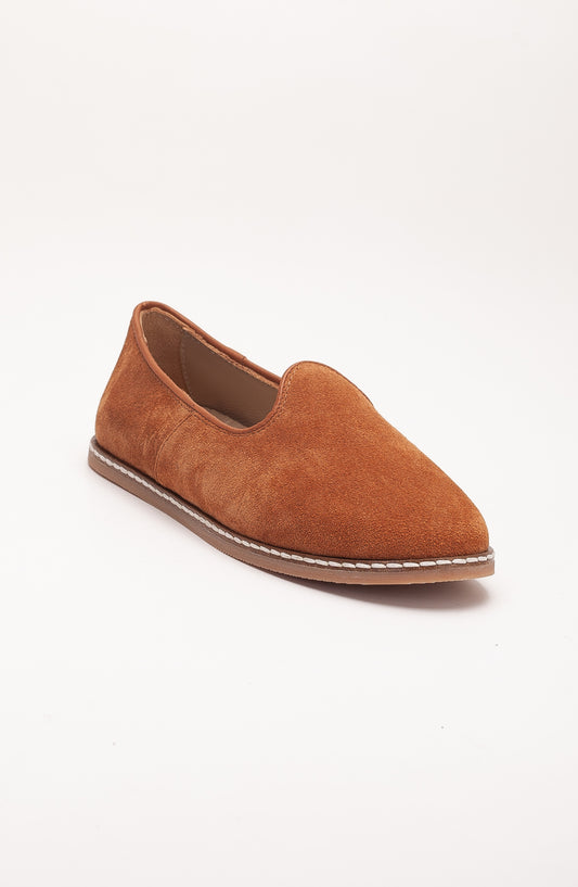 Istanbul - Cognac Brown Suede Leather Slip On (Women)