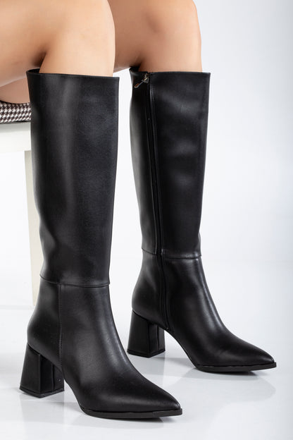 Valerie - Black Knee High Boots