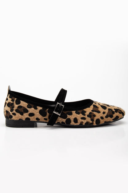 Emilie - Leopard Suede Mary Jane Flats