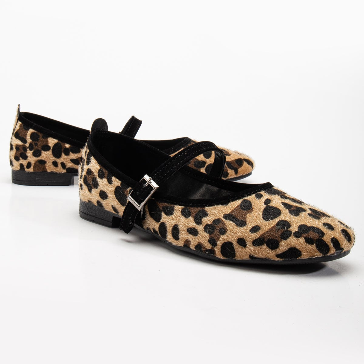 Emilie - Leopard Suede Mary Jane Flats