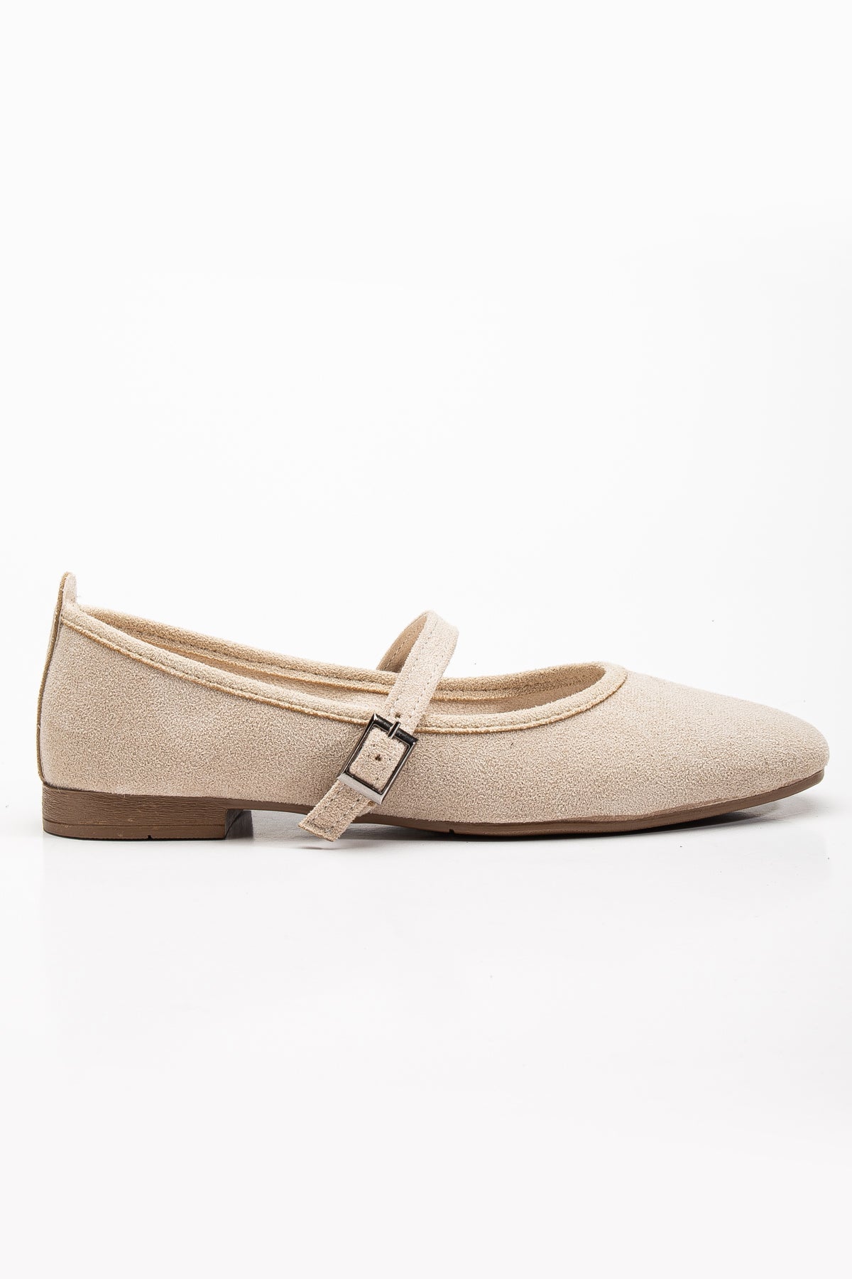 Emilie - Beige Suede Mary Jane Flats