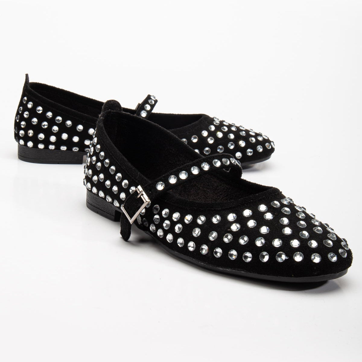 Emilie - Studded Crystal Mary Jane Flats