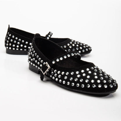 Emilie - Studded Crystal Mary Jane Flats