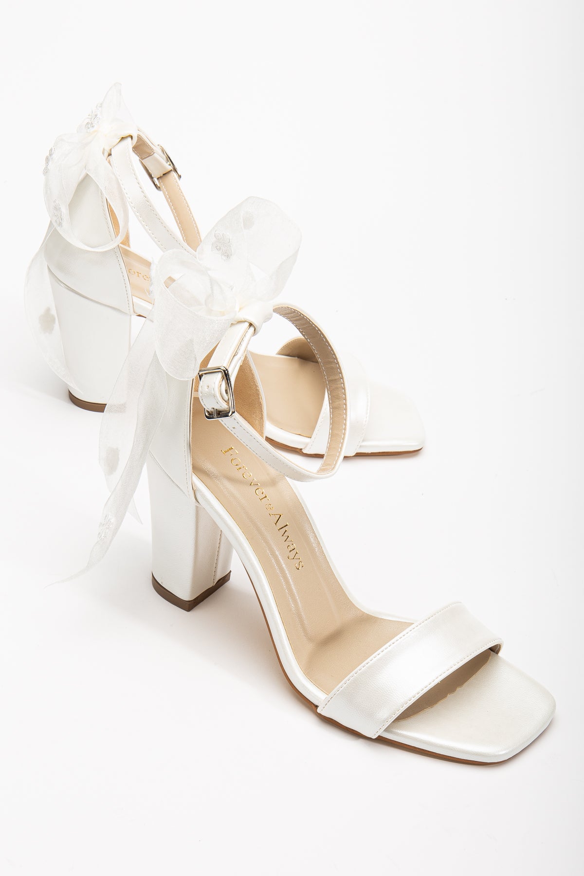 Rafaelle - Ivory Wedding Sandals with Ribbon