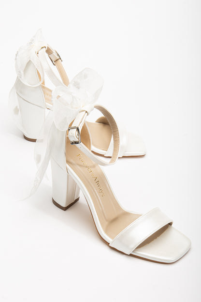 Rafaelle - Ivory Wedding Sandals with Ribbon