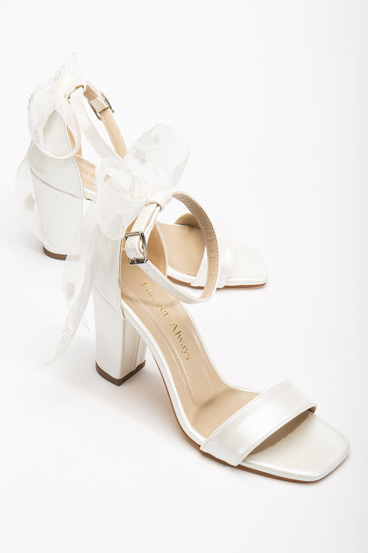 Rafaelle - Ivory Wedding Sandals with Ribbon