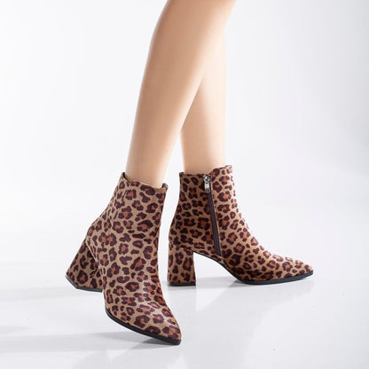 Leia - Leopard Print Ankle Boots