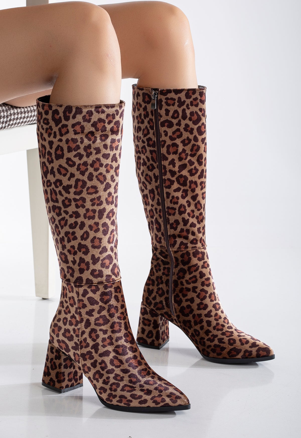 Liza - Leopard Print Knee High Boots