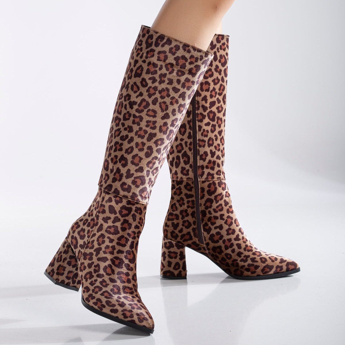 Liza - Leopard Print Knee High Boots