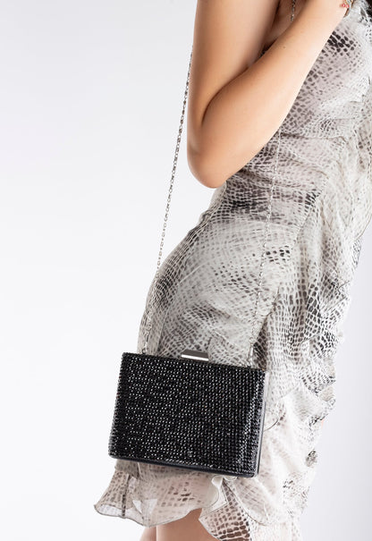 Marla - Black Glitter Evening Clutch