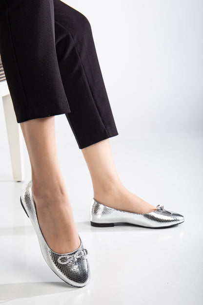 Amy - Silver Ballerina Flats