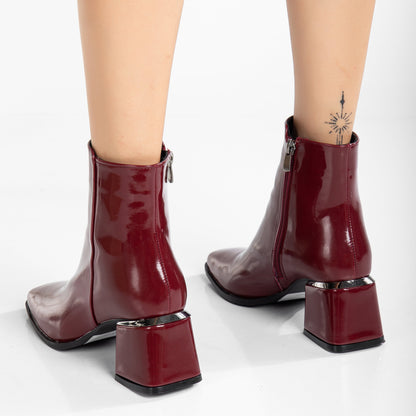 Odette - Burgundy Patent Ankle Boots