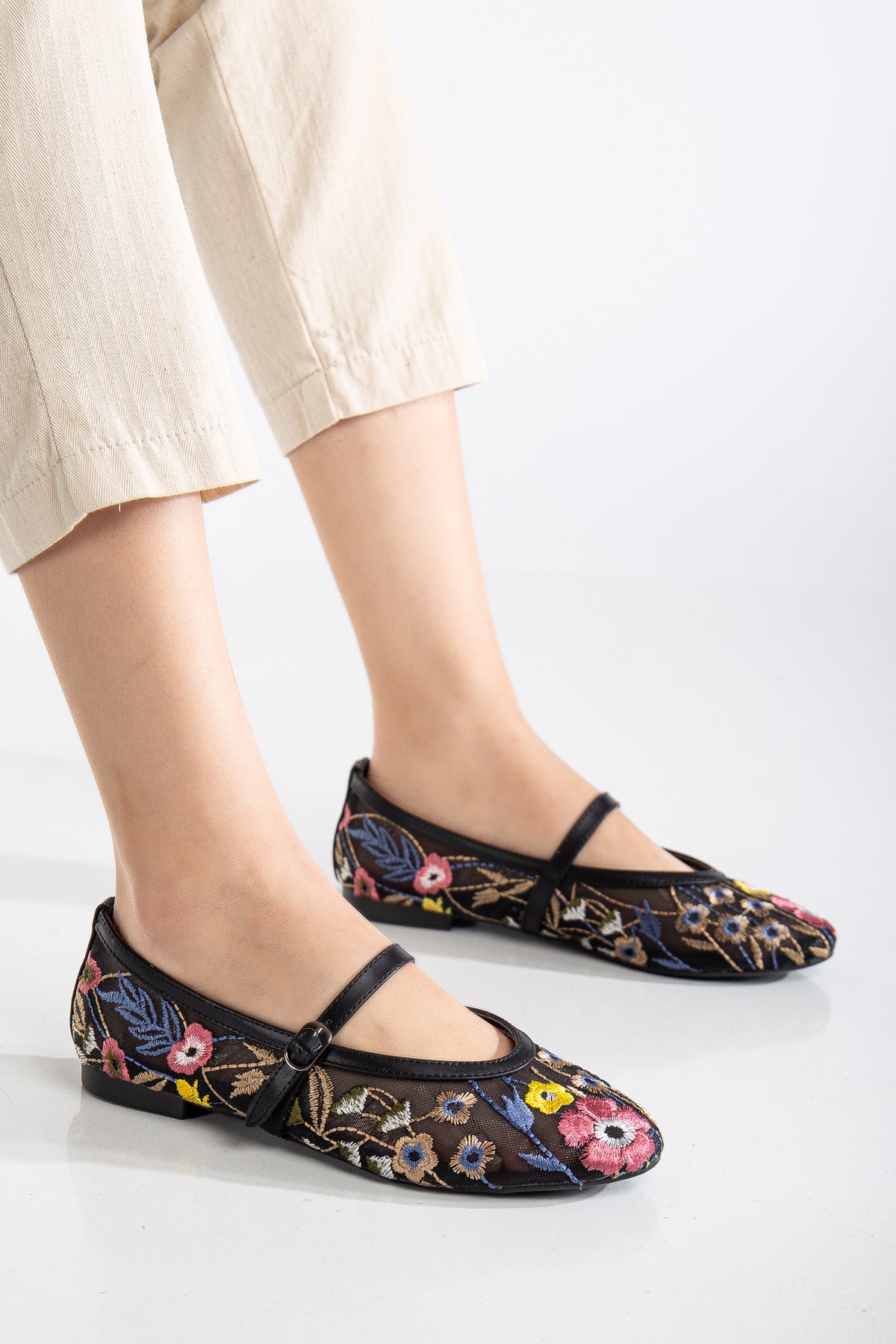 Fauna - Black Mesh Mary Jane Flats