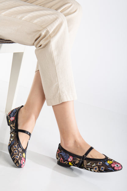 Fauna - Black Mesh Mary Jane Flats