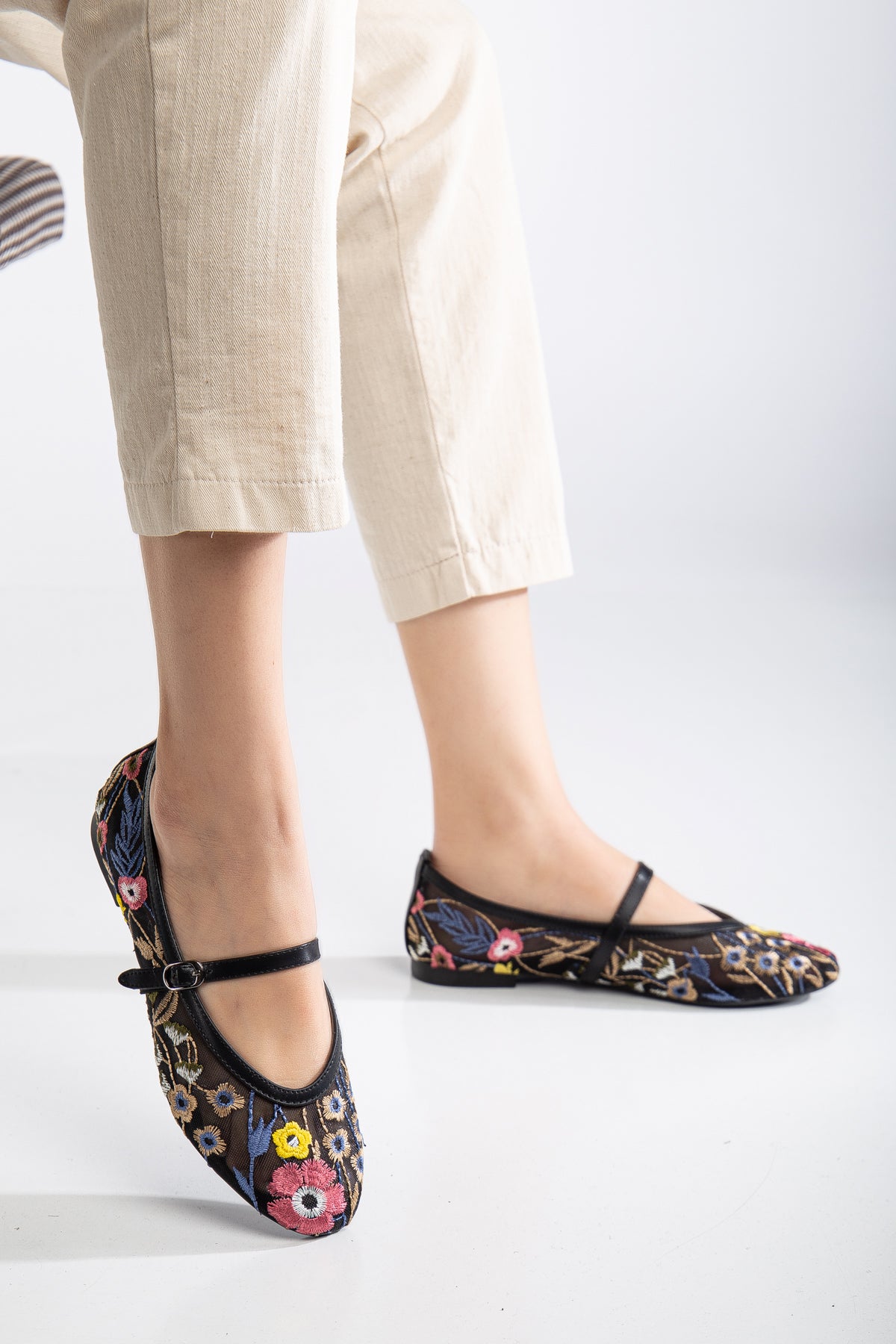 Fauna - Black Mesh Mary Jane Flats