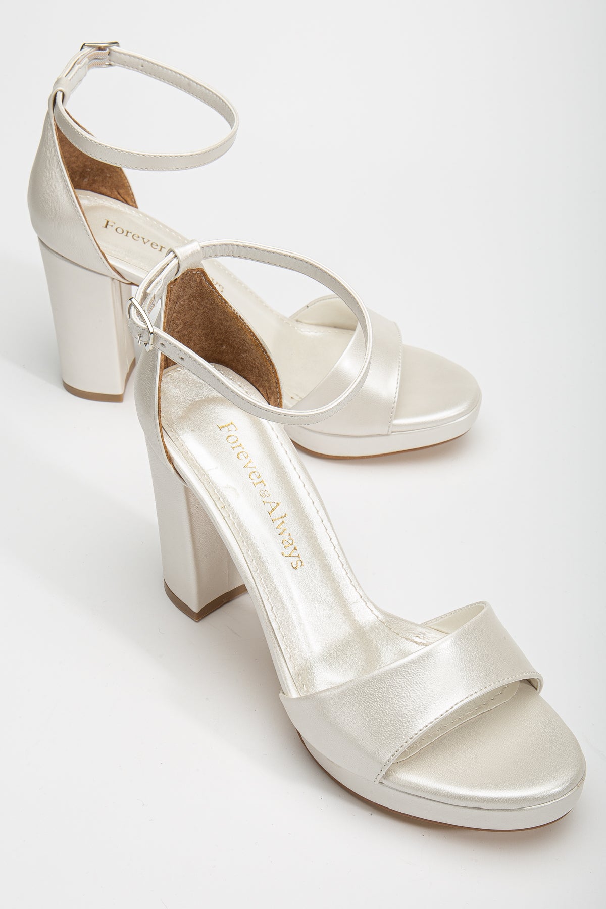 Renee - Ivory Platform Sandals with Pearls