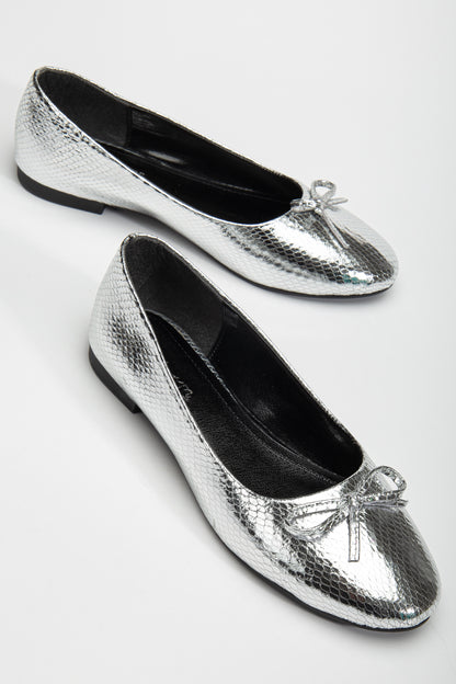 Amy - Silver Ballerina Flats