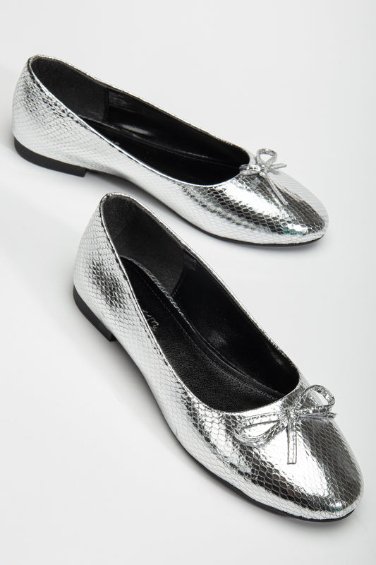 Amy - Silver Ballerina Flats