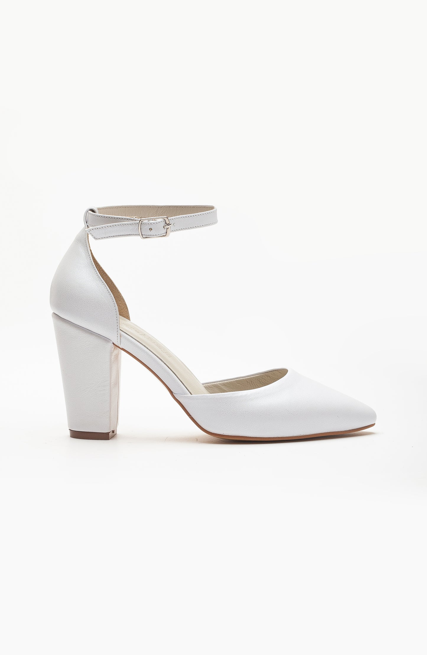 Gilda - Ivory Leather Bridal Heels with Pearls