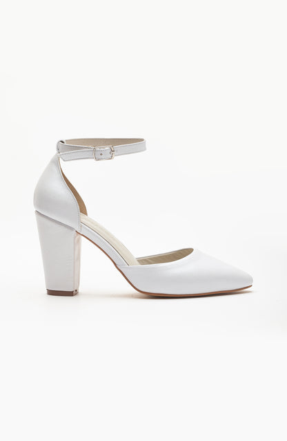 Gilda - Ivory Leather Bridal Heels with Pearls