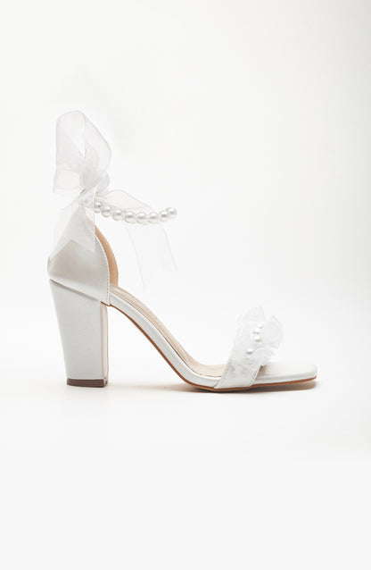 Krystal - Ivory Lace Bridal Sandals with Pearls