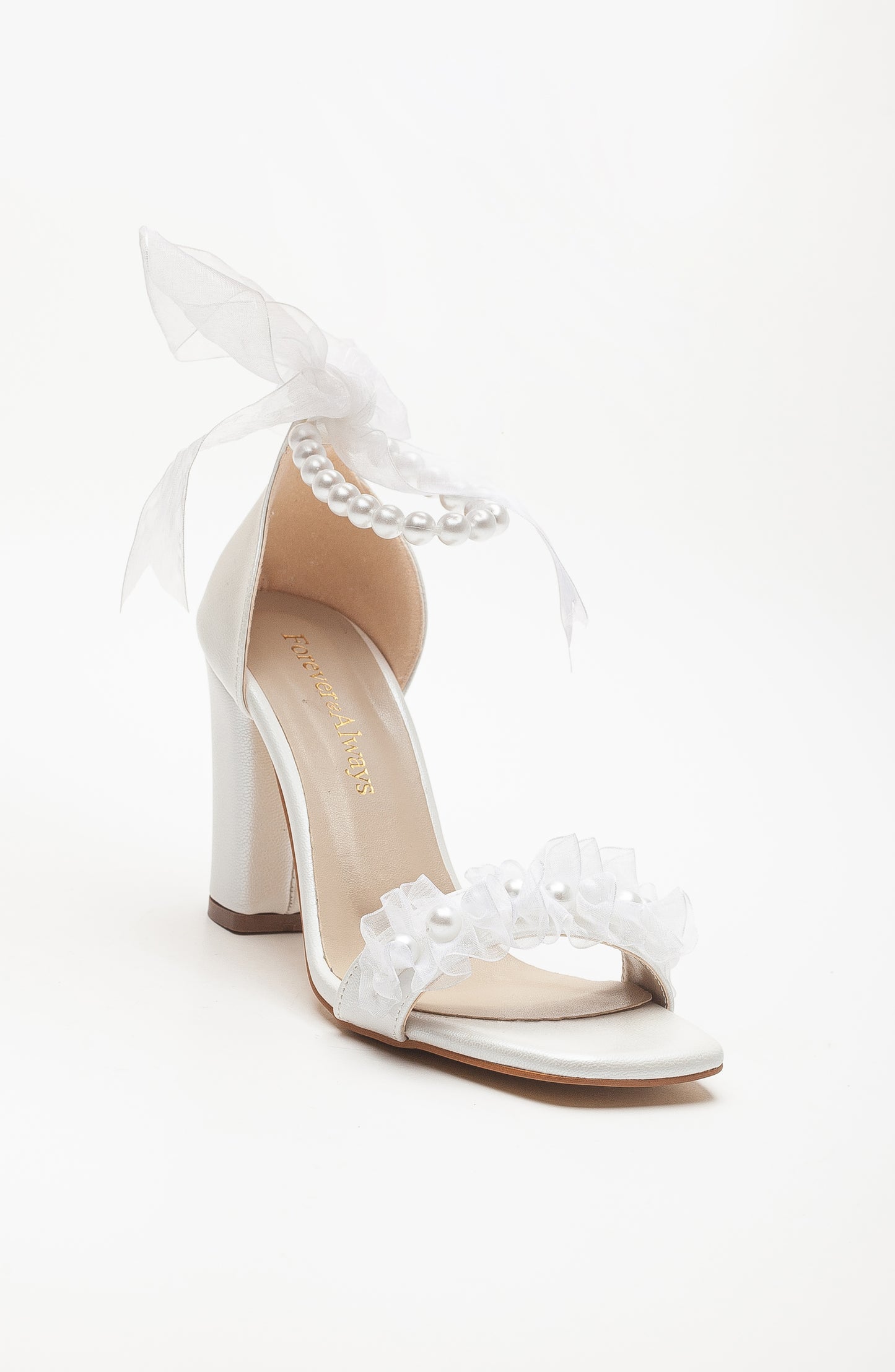 Krystal - Ivory Lace Bridal Sandals with Pearls