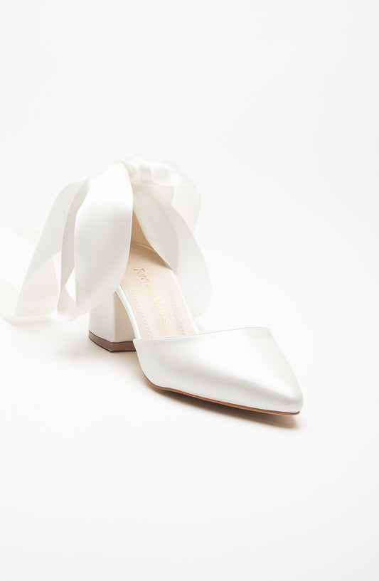 Fiona - Ivory Bridal Heels with Ribbon