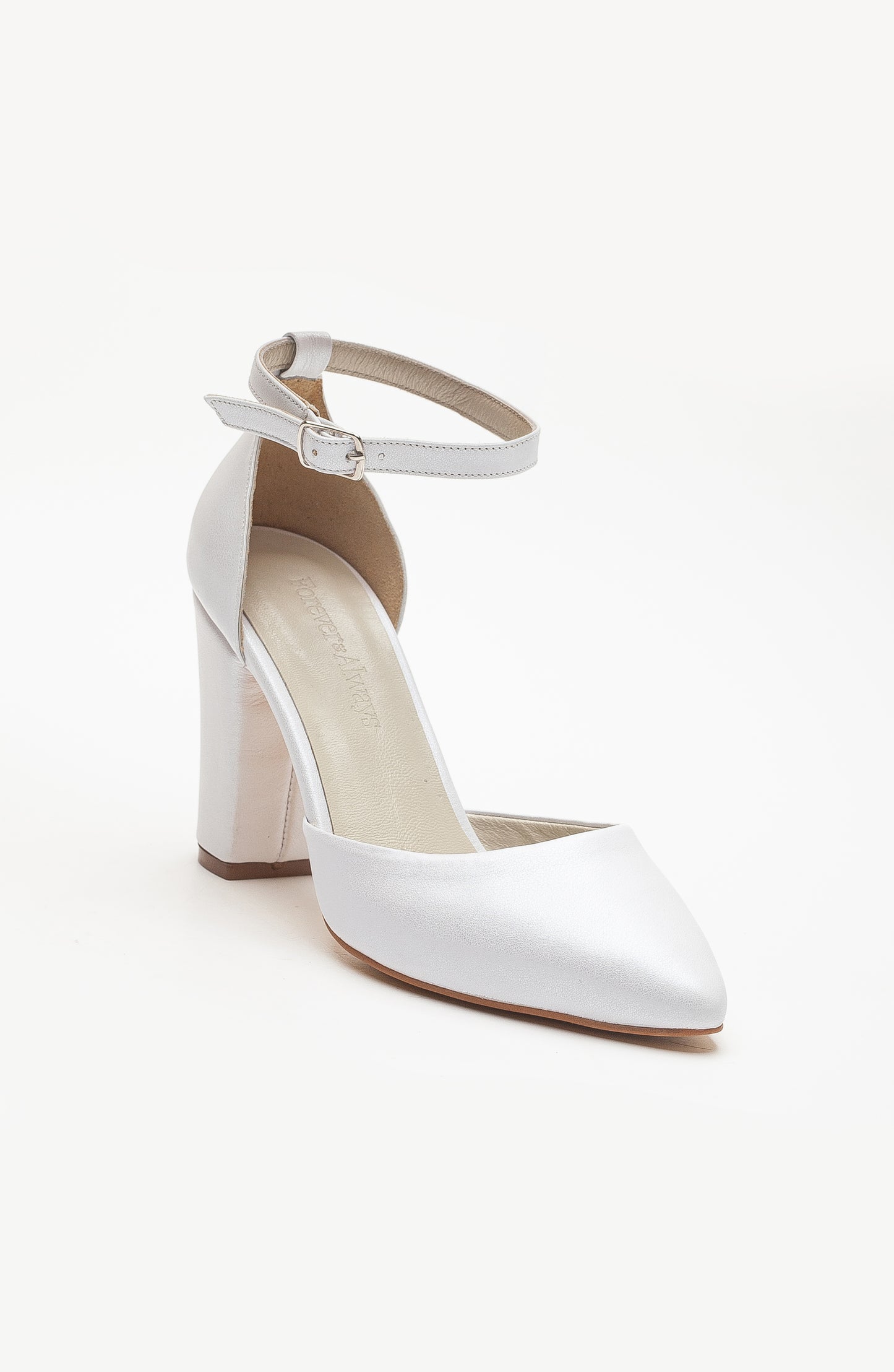 Gilda - Ivory Leather Bridal Heels with Pearls