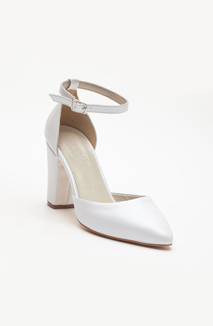 Gilda - Ivory Leather Bridal Heels with Pearls