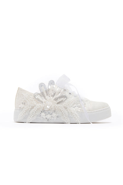 Lora - Zapatilla de novia de encaje