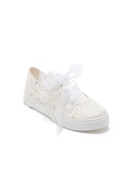 Lora - Zapatilla de novia de encaje