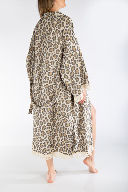 Calista Handmade Leopard Cotton Kimono