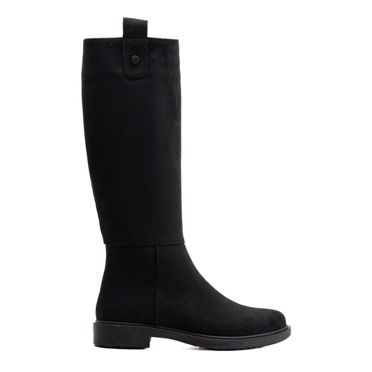 Maeve - Black Suede Knee High Rain Boots