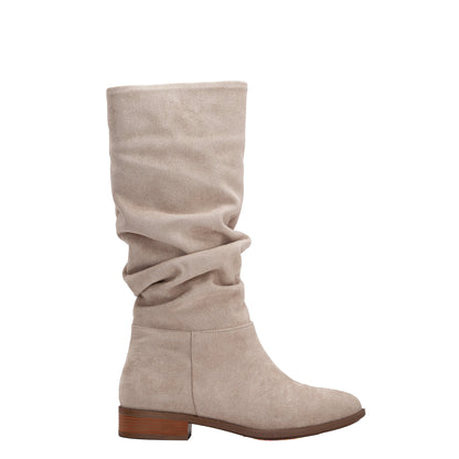 Maribel - Beige Suede Slouchy Boots