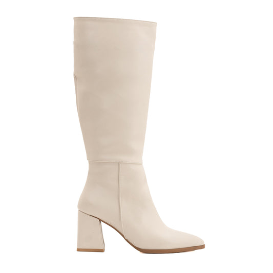 Valerie - Beige Knee High Boots