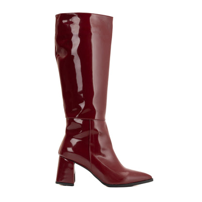Valerie - Burgundy Patent Knee High Boots