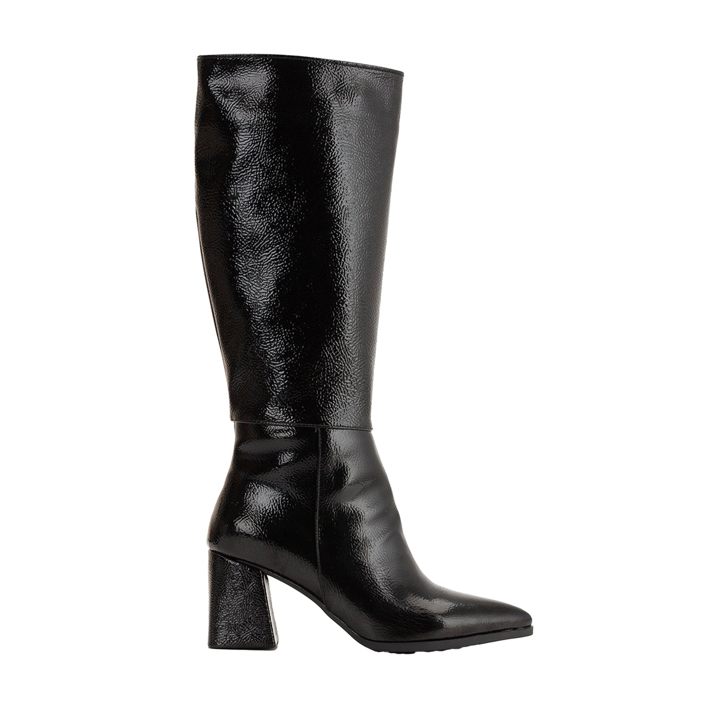 Valerie - Black Patent Knee High Boots